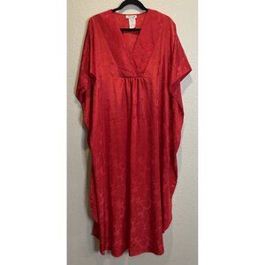 Vintage Intimate Affair Kaftan‎ MuMu Red Paisley Floral Housedress Loungewear OS